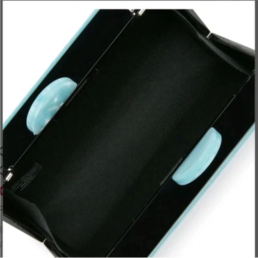SAM EDELMAN CIRUS #Vacay EVENING BAG CLUTCH ACRYLIC CROSSBODY LT BLUEISH SILVER